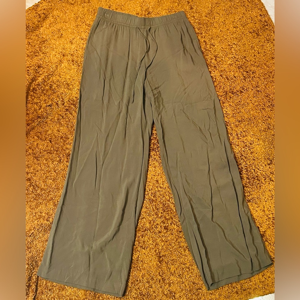 H&M Olive Wide-Leg Pants